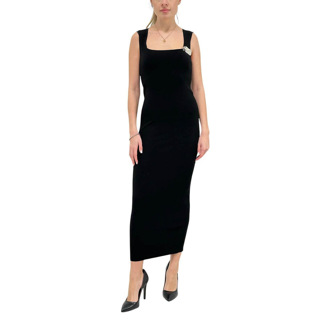 Kontatto Women's Dress, Longuette, Square Neckline, Viscose, Black