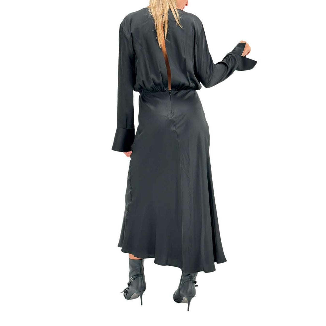 Imperial Women's Dress, Long, Bow Tie, Viscose, Black
