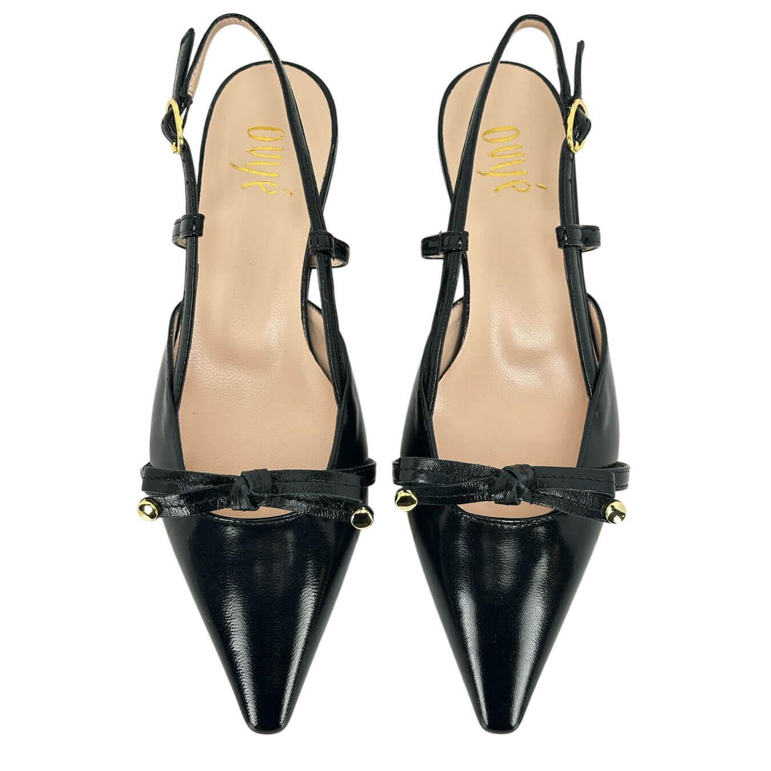 Ovyé Women's Shoes, Sandal, Small Bow, Naplak, Black