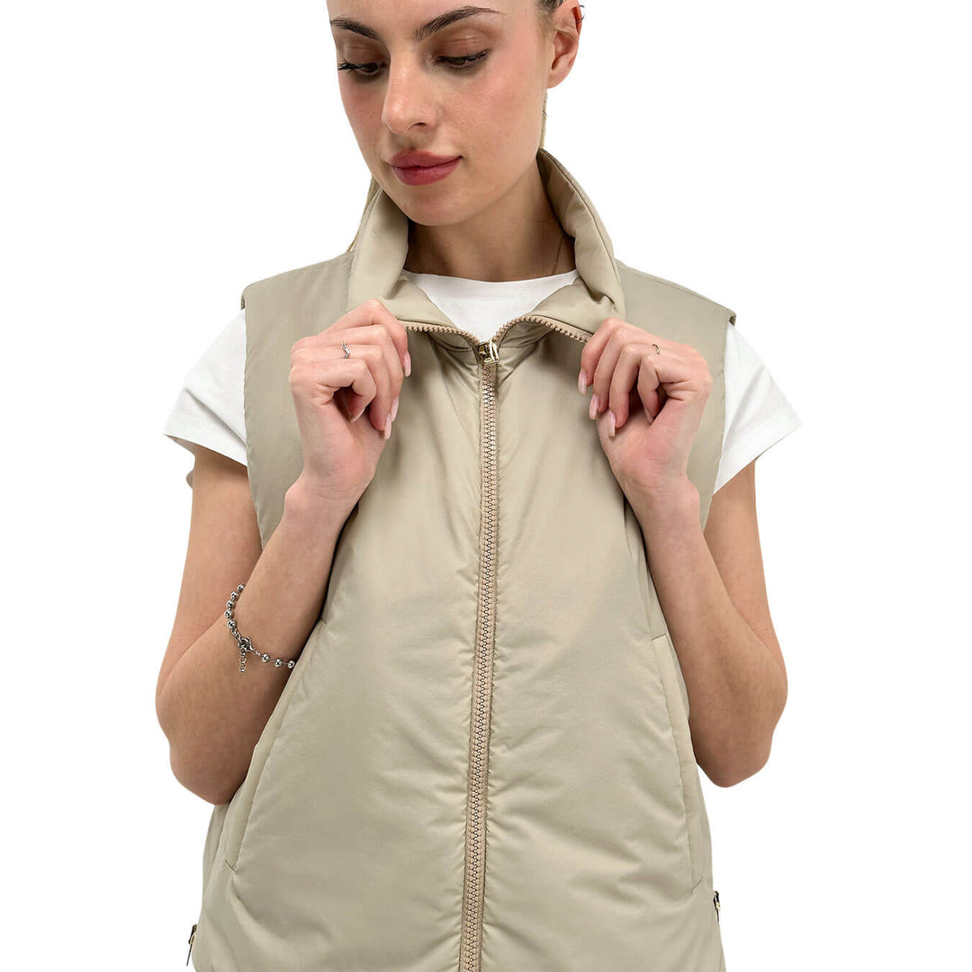 Herno Women's Gilet, Ecoage Sleeveless, Smooth, Beige
