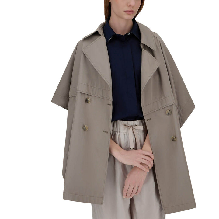 Herno Giacca Donna, A-Shape Poncho in Dean, Cotone, Grigio