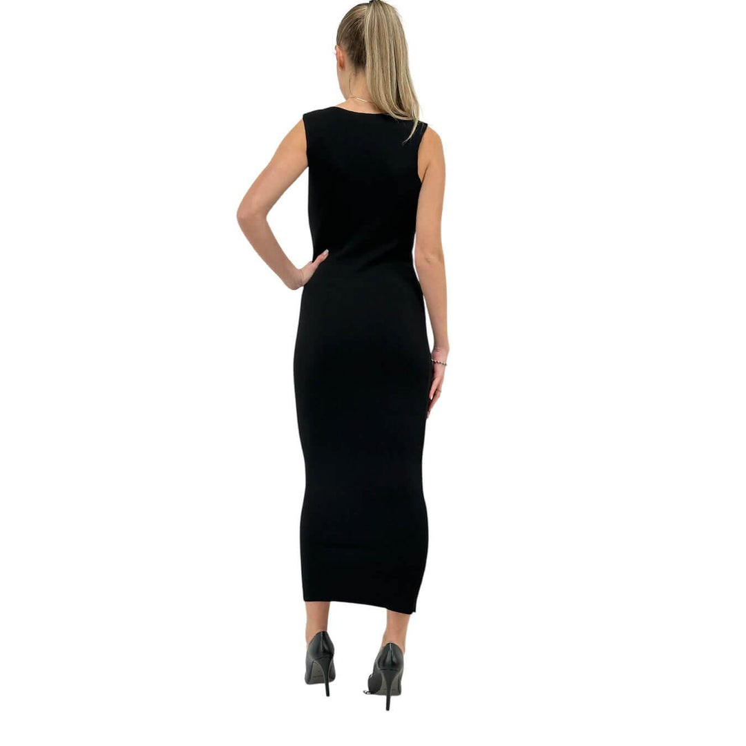 Kontatto Women's Dress, Longuette, Square Neckline, Viscose, Black