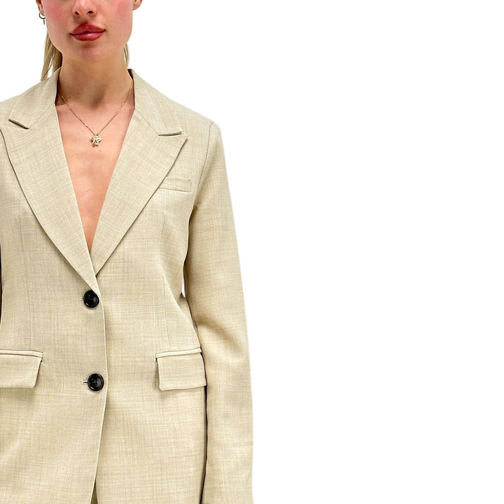 Koralline Women's Single Breasted Jacket, Two Buttons, Beige