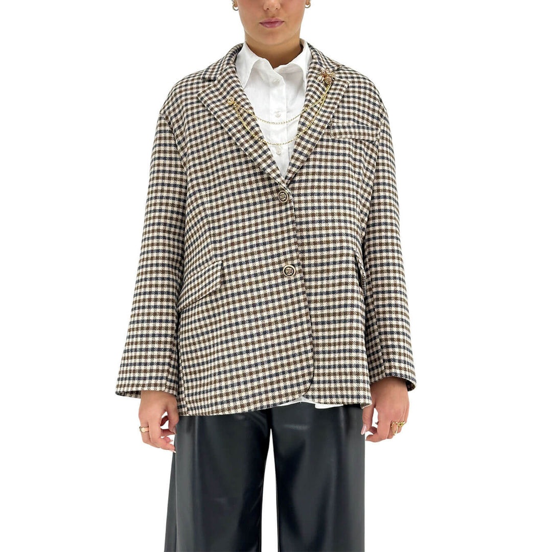Tensione In, Giacca, Pied de Poule, Beige