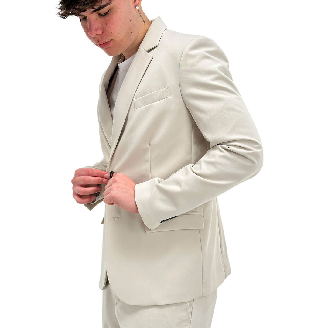 Imperial Men's Jacket, Single Breasted, Mixed Fabric, Beige