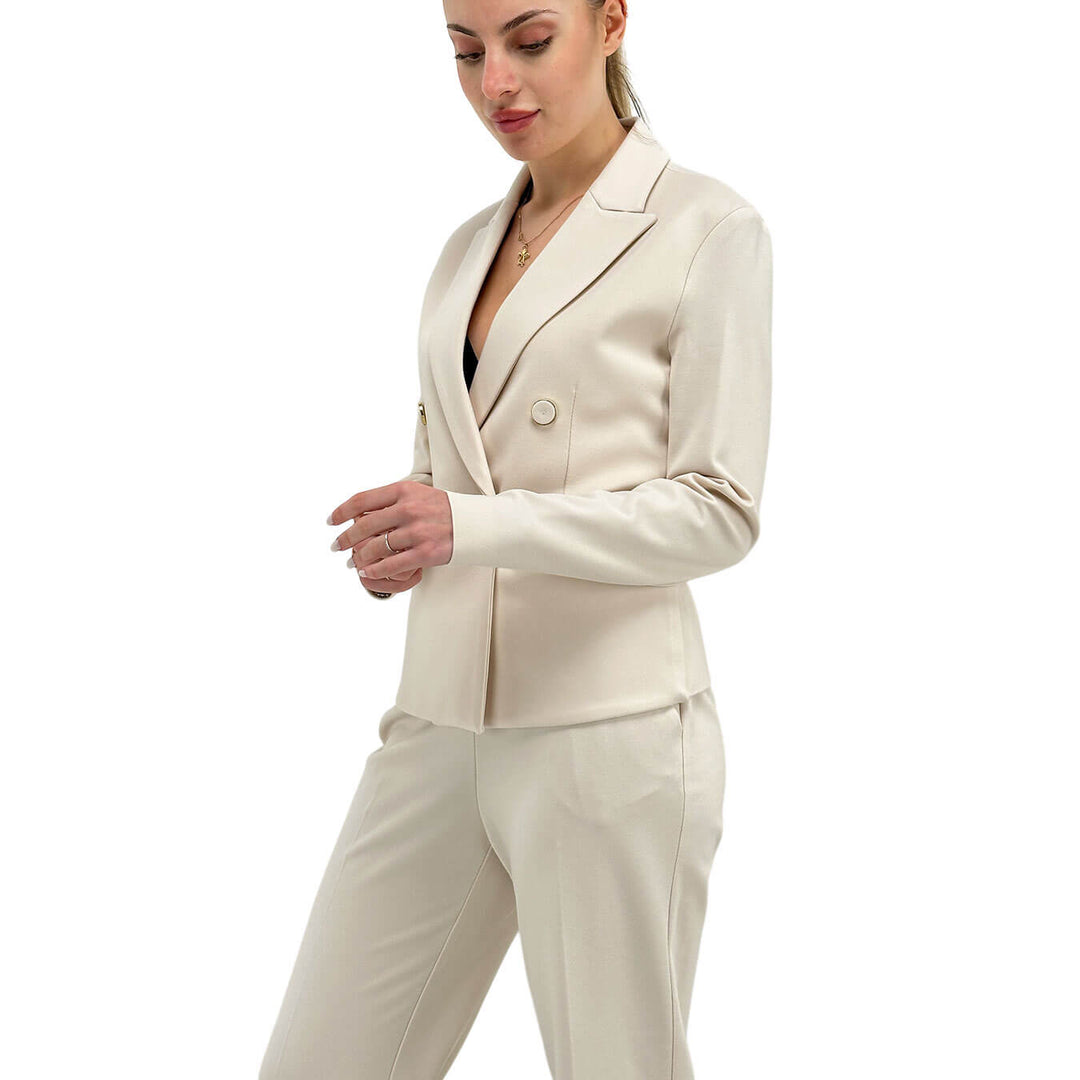 Imperial Giacca Doppiopetto Donna, Revers, Tessuto Misto, Beige