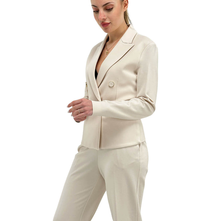 Imperial Giacca Doppiopetto Donna, Revers, Tessuto Misto, Beige