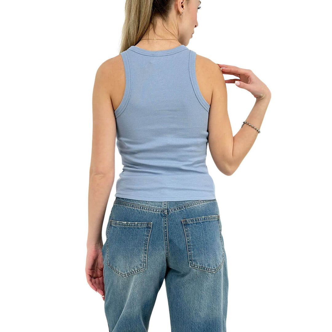 Mc2 Saint Barth Ada Women's Jersey, Tank Top, Cotton, Light Blue