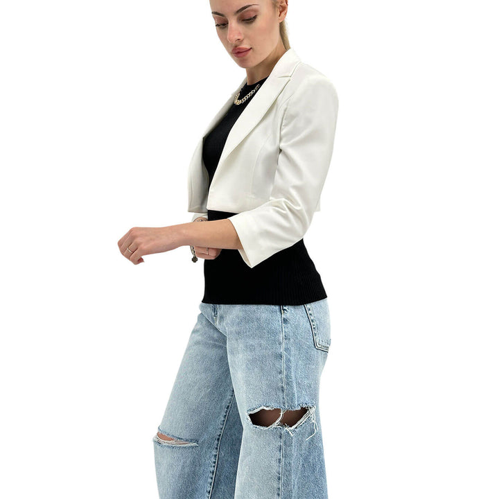 Relish Urania Women's Jacket, Short, Open, Mixed Fabric, White