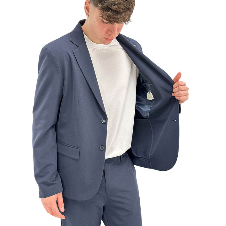 BL.11 Block Eleven Men's Jacket, Single Breasted, Mixed Fabric, Blue