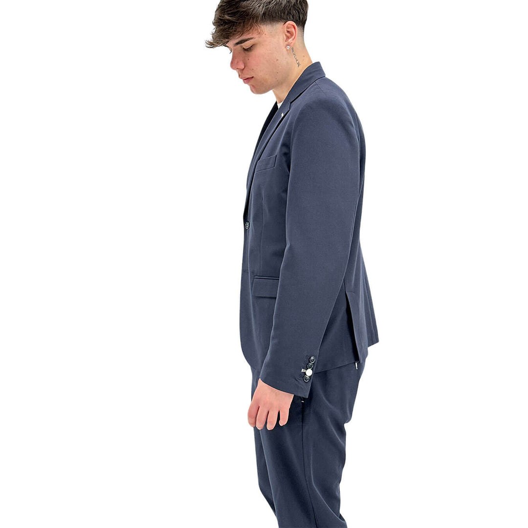 BL.11 Block Eleven Men's Jacket, Single Breasted, Mixed Fabric, Blue