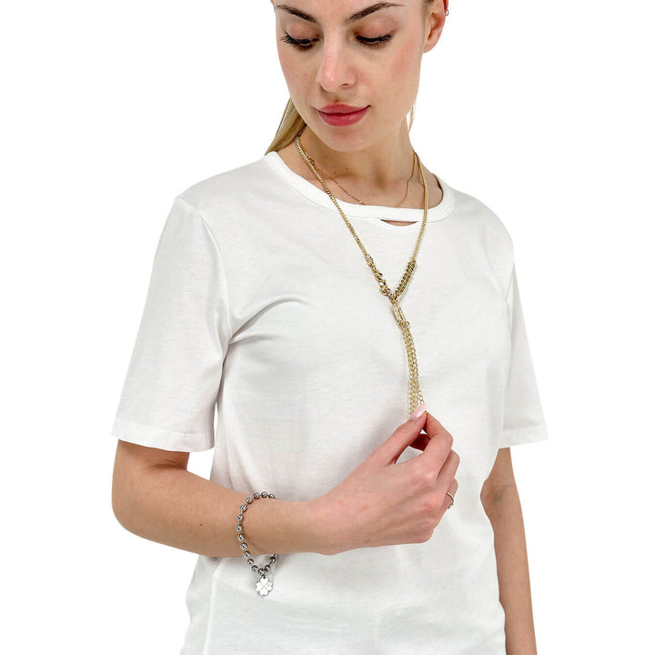 Relish Arrefice Maglia Donna, Collana Decorativa, Cotone, Bianco