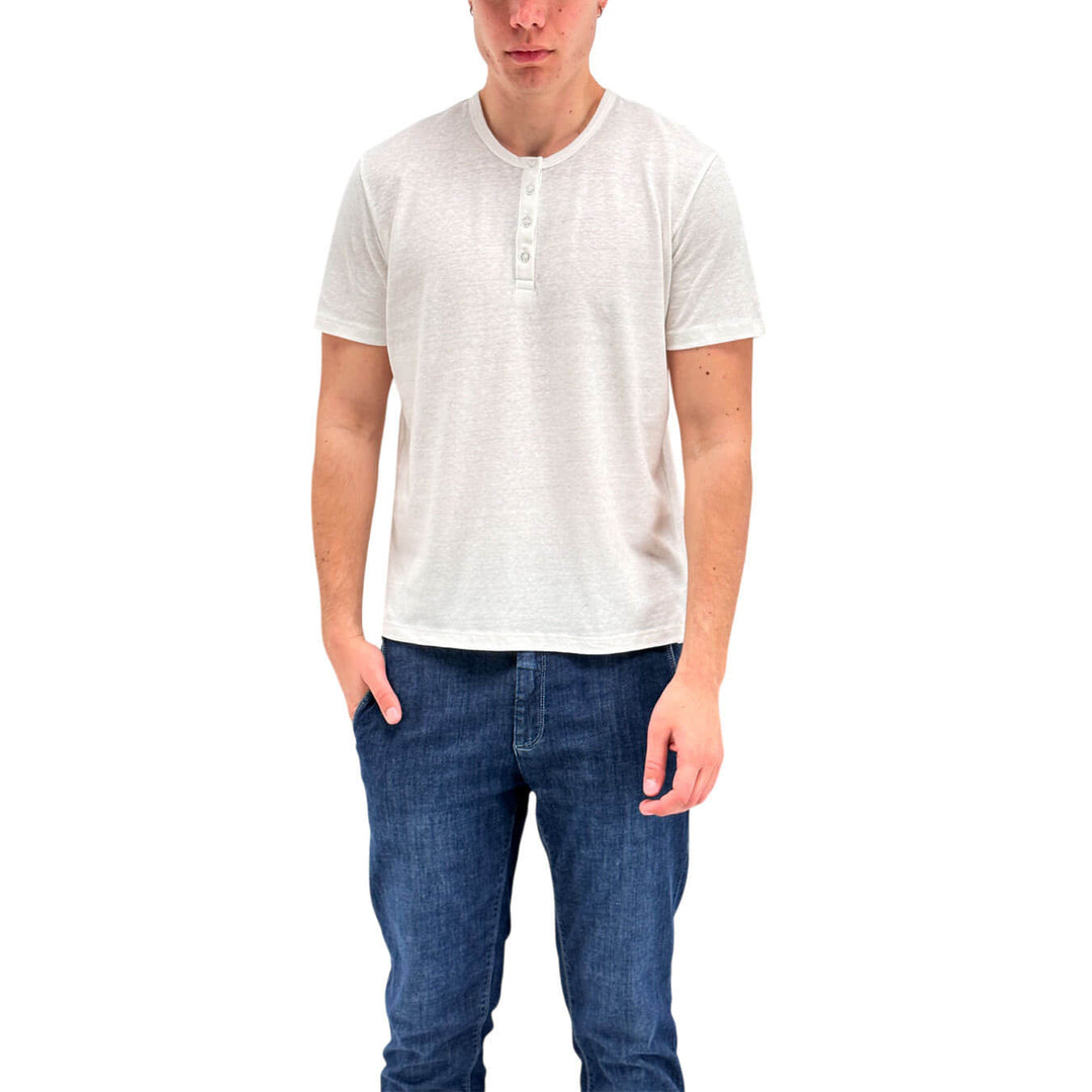 Amaranth Men's Shirt, Short Sleeve, Linen and Cotton, White