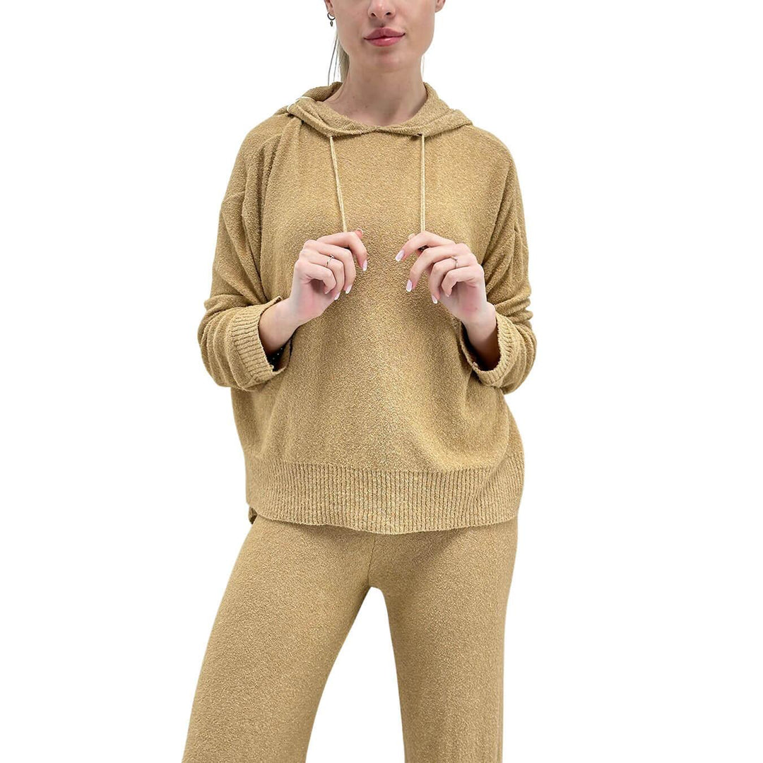 Kontatto Women's Sweater, Hood, Cotton Blend, Beige