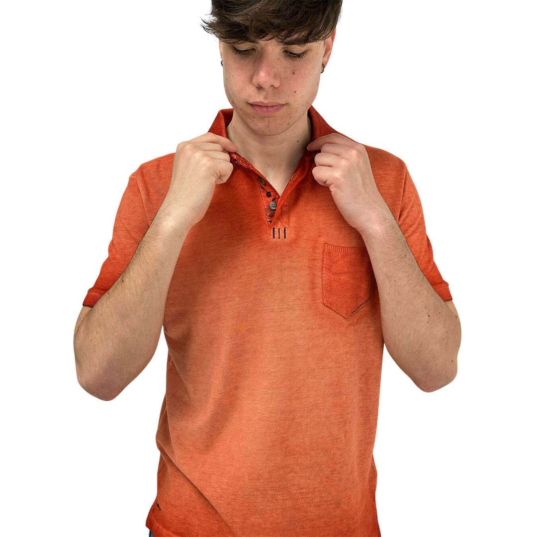 MarKup Men's Shirt, Polo, Short Sleeve, Three Buttons, Red