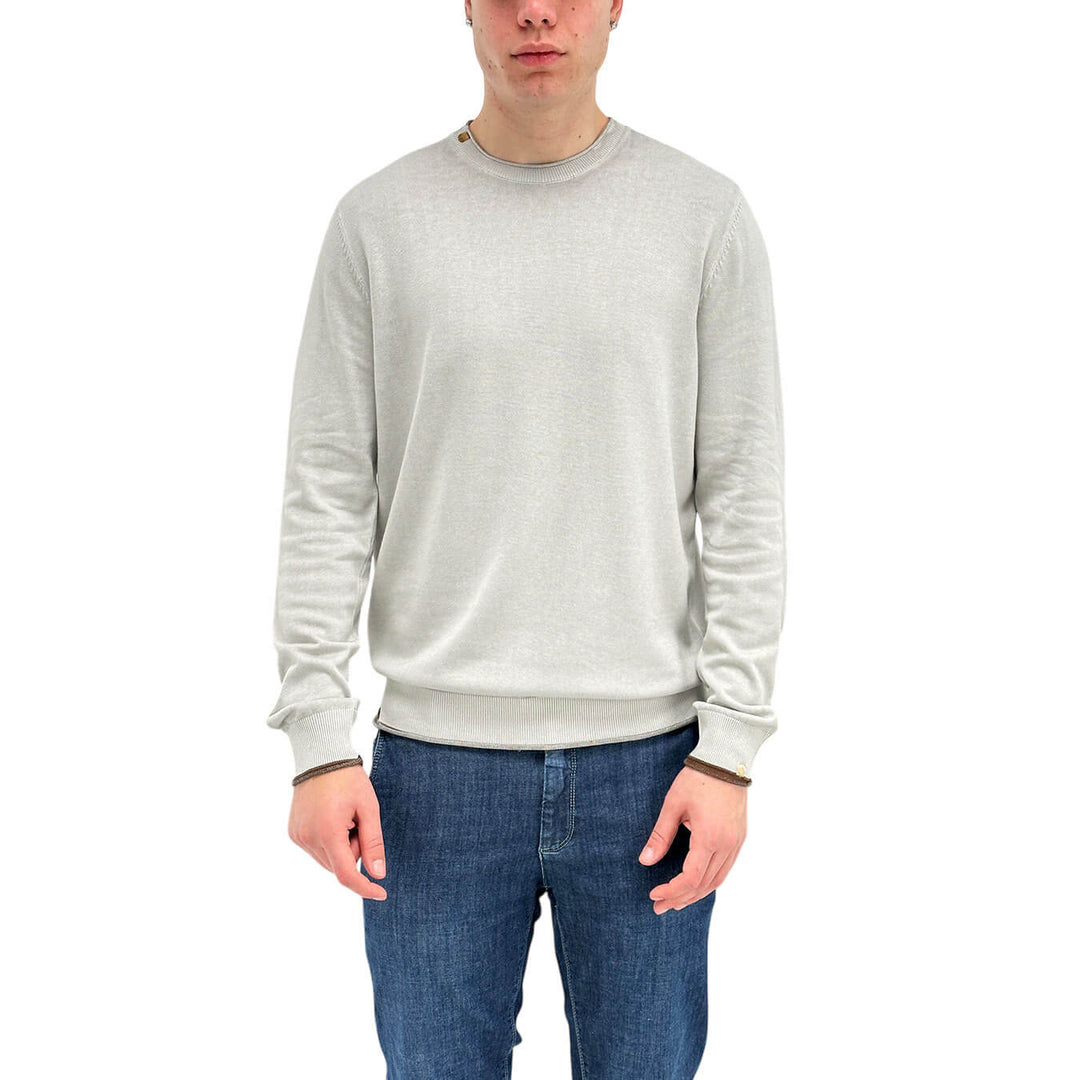 MarKup Men's Sweater, Crew Neck, Long Sleeve, Cotton, Ivory