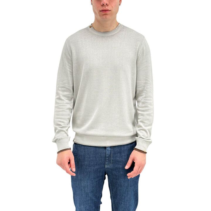 MarKup Men's Sweater, Crew Neck, Long Sleeve, Cotton, Ivory