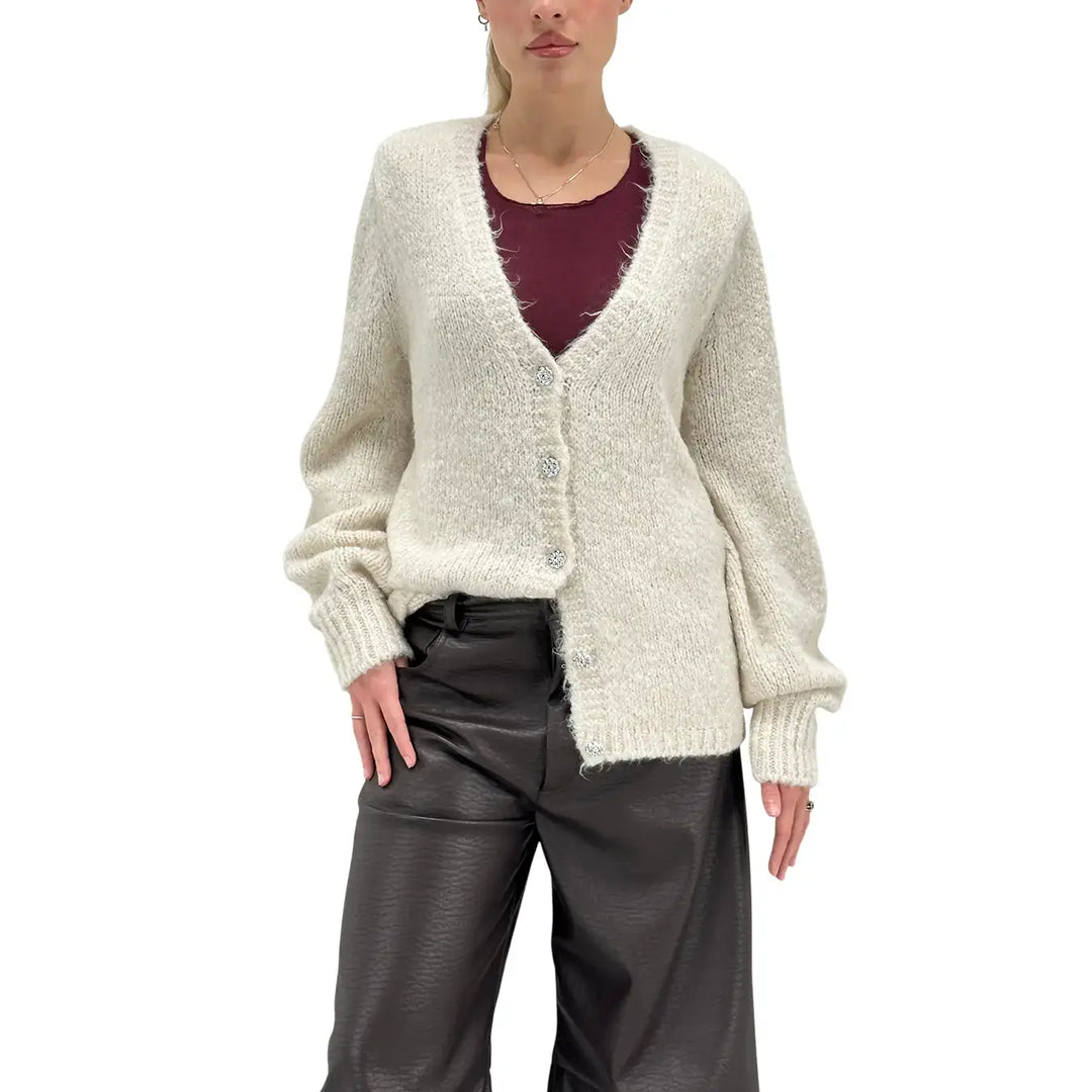 Motel, Cardigan, Donna, Tessuto Misto, Avorio