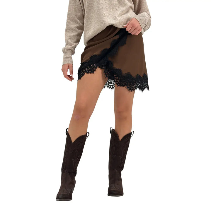 Tensione In, Gonna, Donna, Pizzo, Marrone
