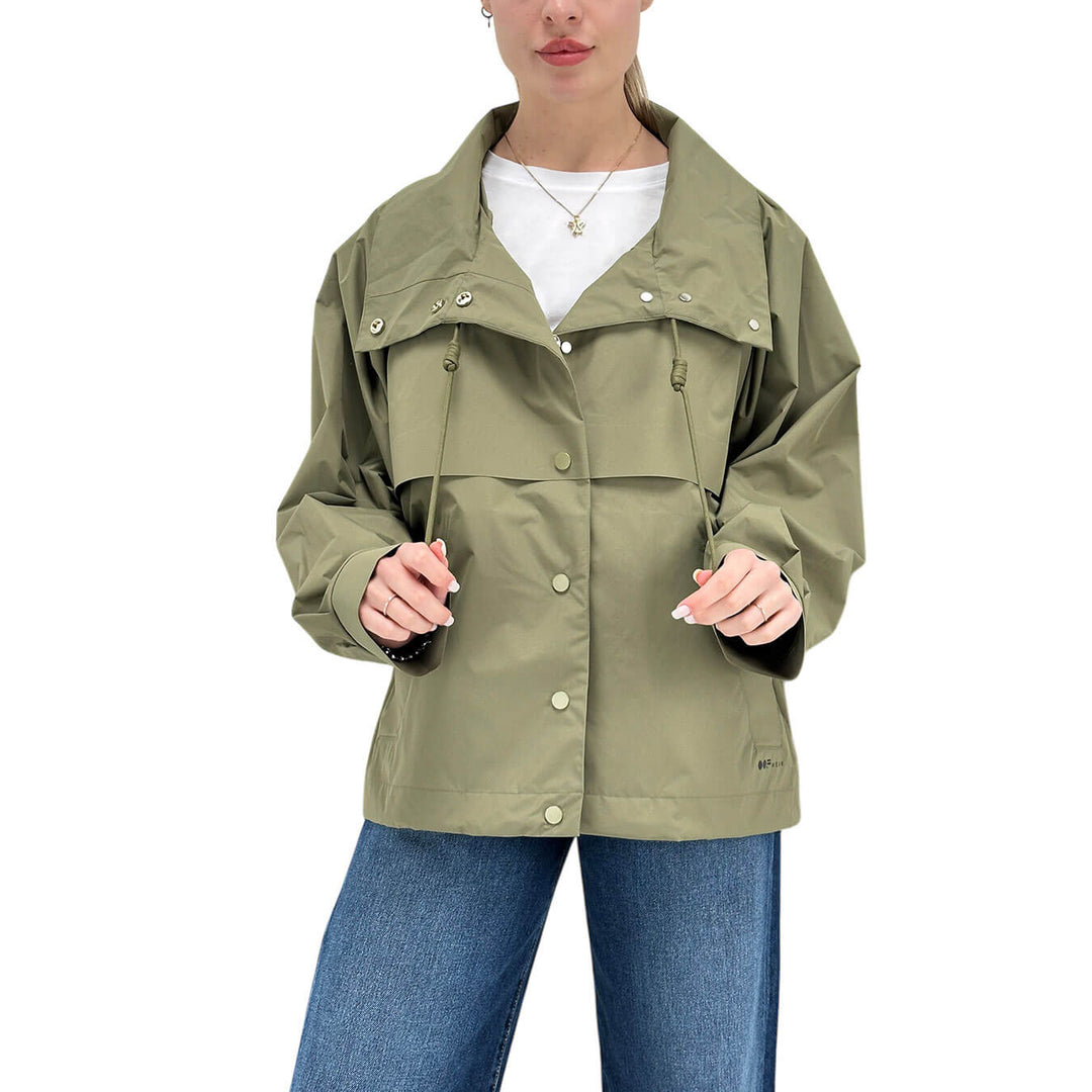Oof Wear Women's Short Jacket, Water Repellent, Drawstring, Green
