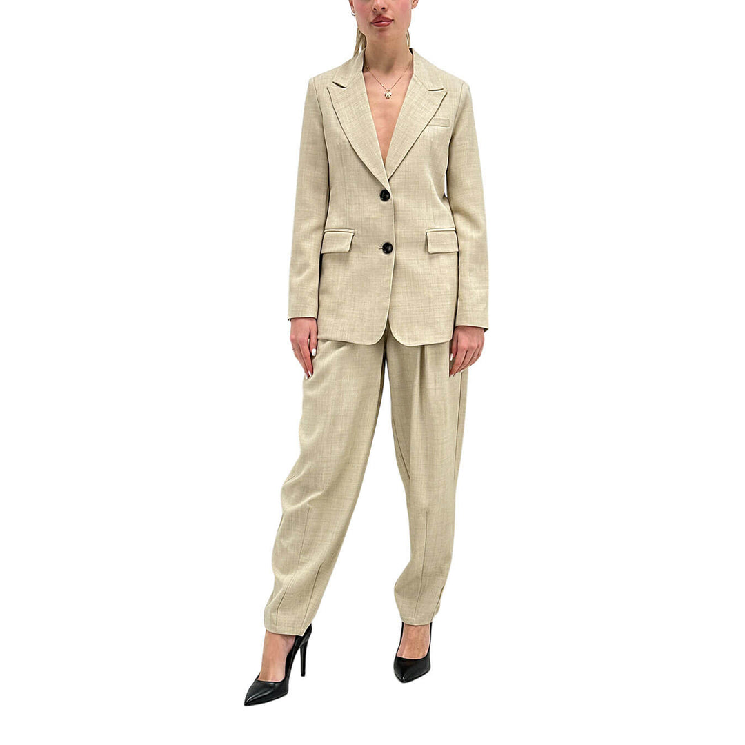 Koralline Women's Single Breasted Jacket, Two Buttons, Beige