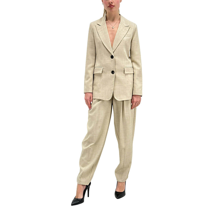Koralline Women's Single Breasted Jacket, Two Buttons, Beige