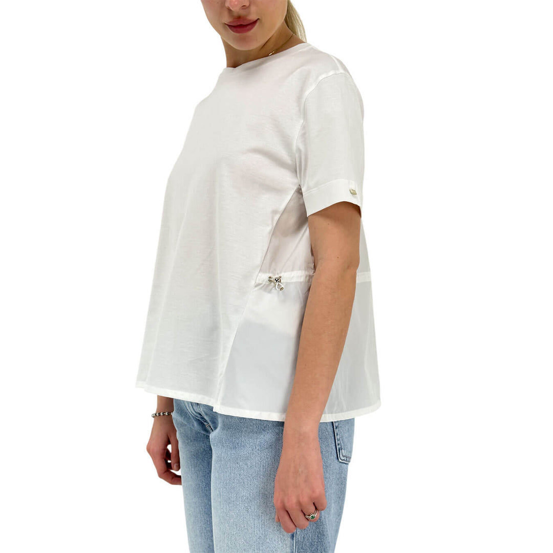 Herno Maglia Donna, T-Shirt in Chic Cotton Jersey e Taffetà, Bianco