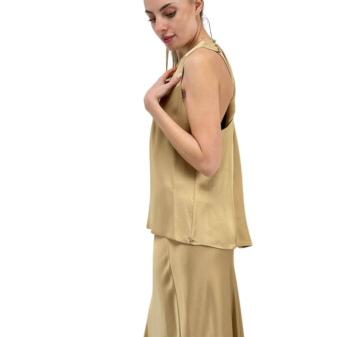 Ottod'Ame Women's Sweater, Top, Knot on the Back, Viscose, Beige