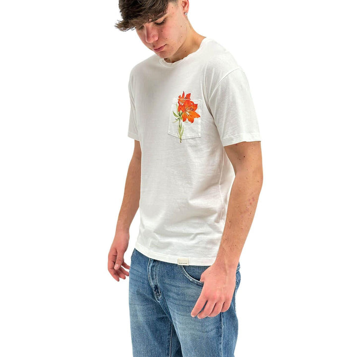 BL.11 Block Eleven Men's T-Shirt, Decorated Pocket, Cotton, White