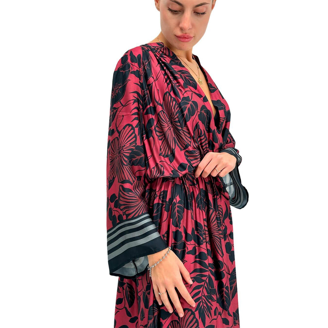 Tension In Women's Dress, Flower Pattern Chemisier, Viscose, Multicolor
