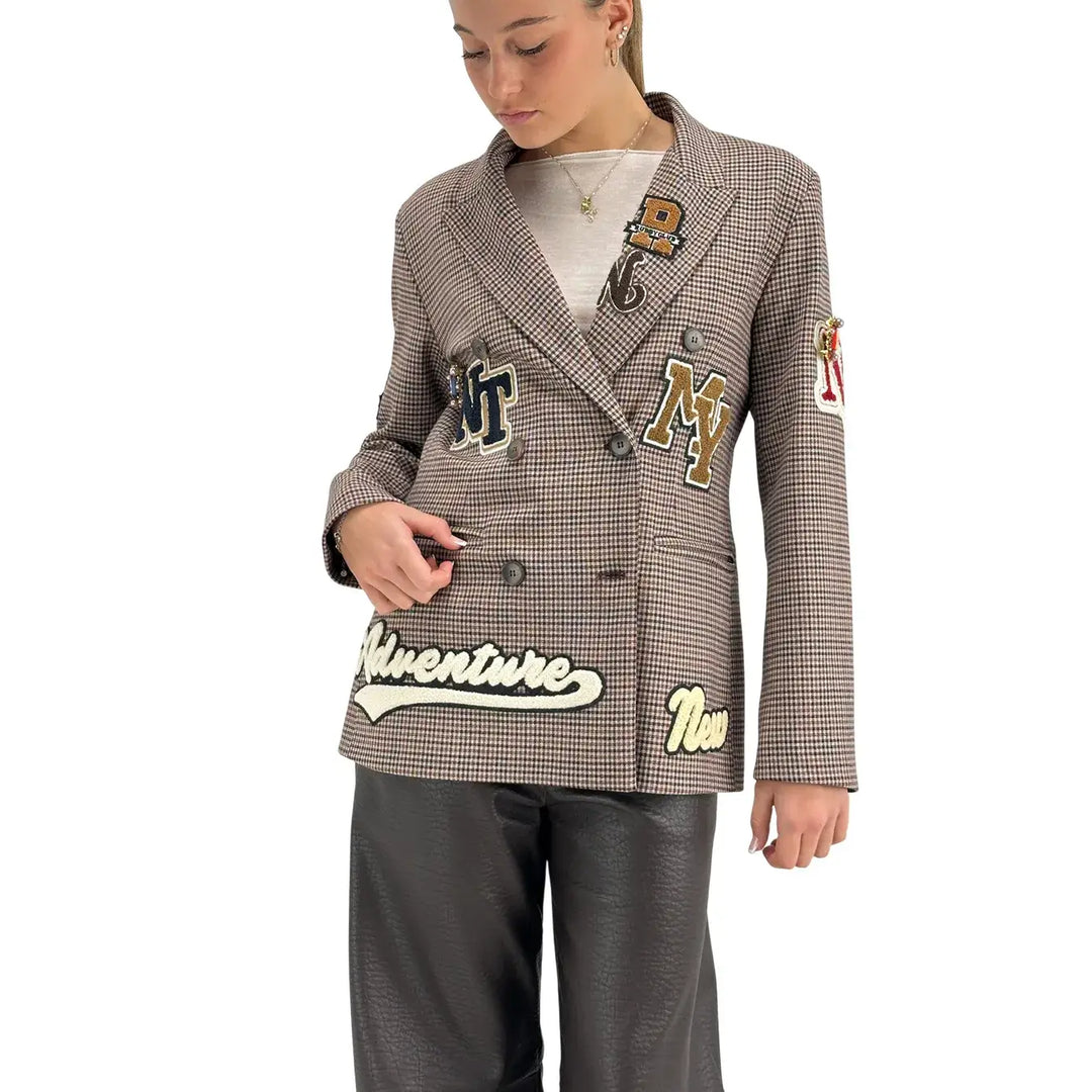 Tensione In, Giacca, Donna, Pied de Poule, Marrone