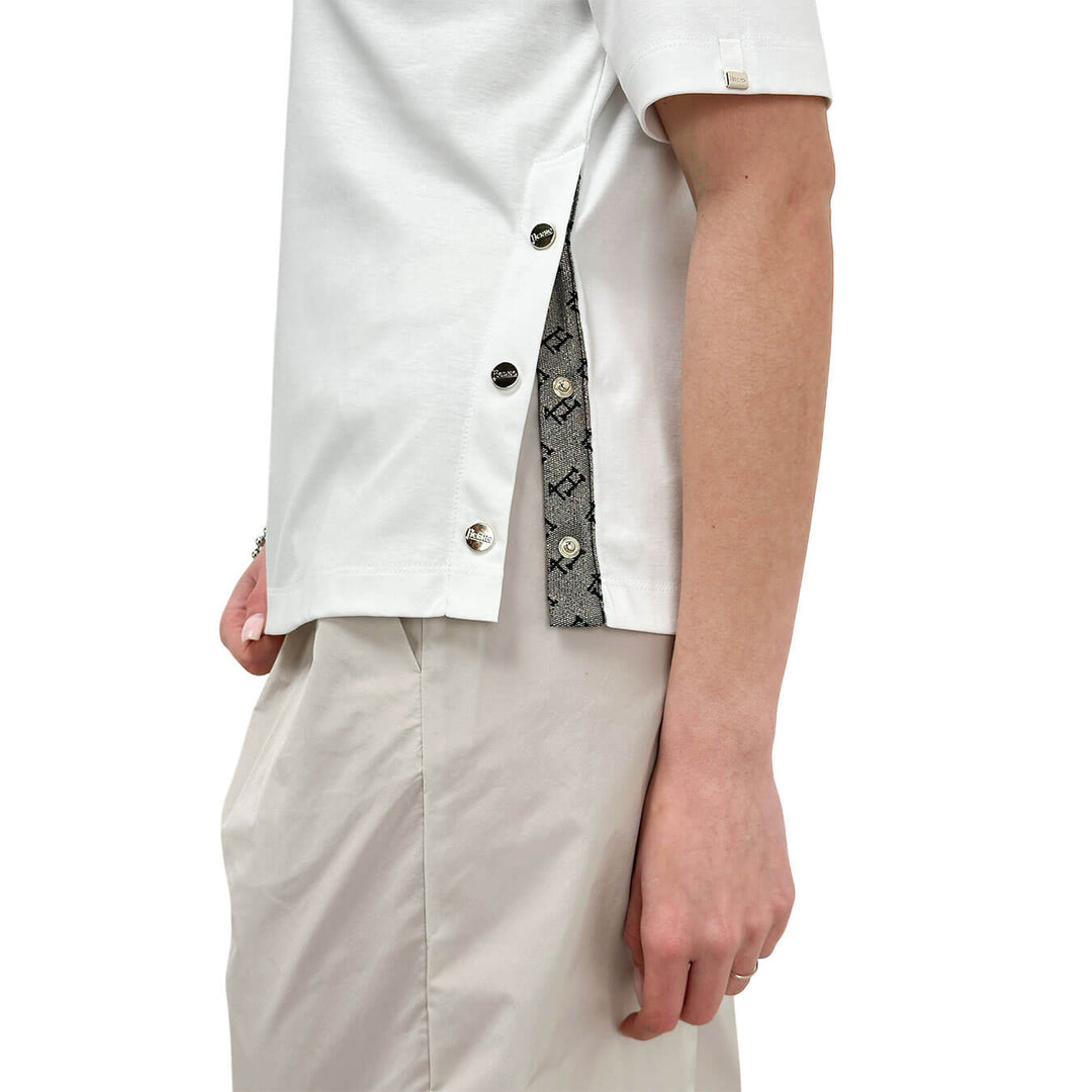 Herno Maglia Donna, Cotton Interlock e Monogram Lurex, Bianco