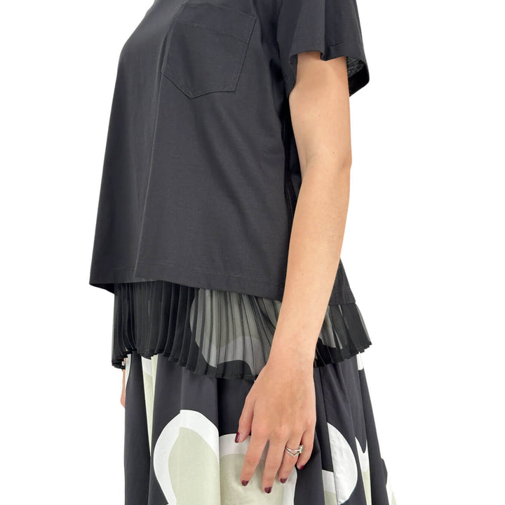 Meimeij Maglia Donna, T-Shirt, Girocollo, Fibbia Retro, Cotone, Nero