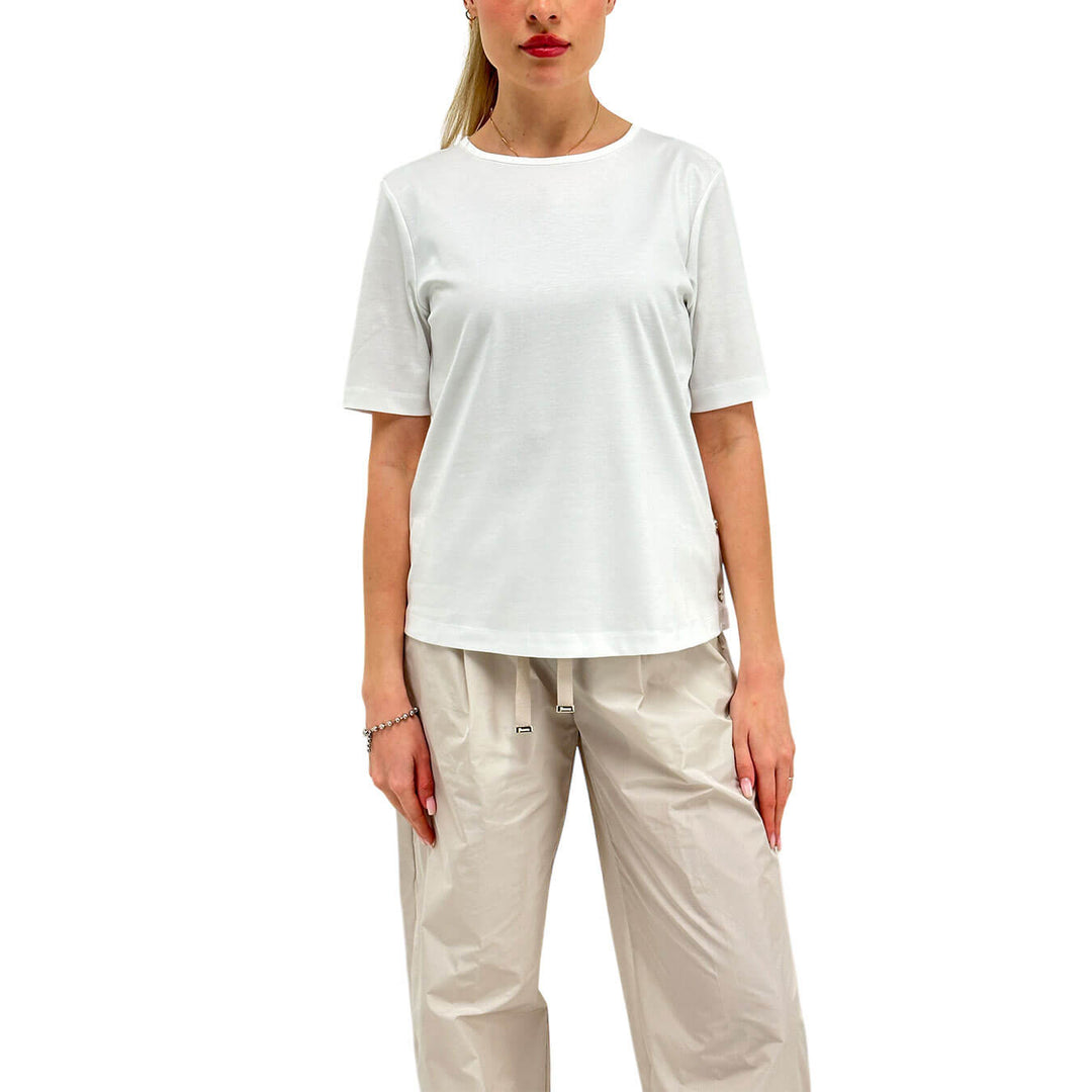 Herno Maglia Donna, Cotton Interlock e Monogram Lurex, Bianco