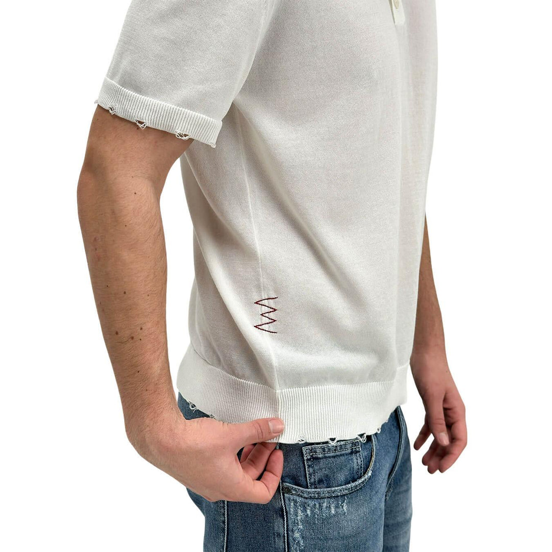 Amaranth Men's Shirt, Polo, Short Sleeve, Three Buttons, White