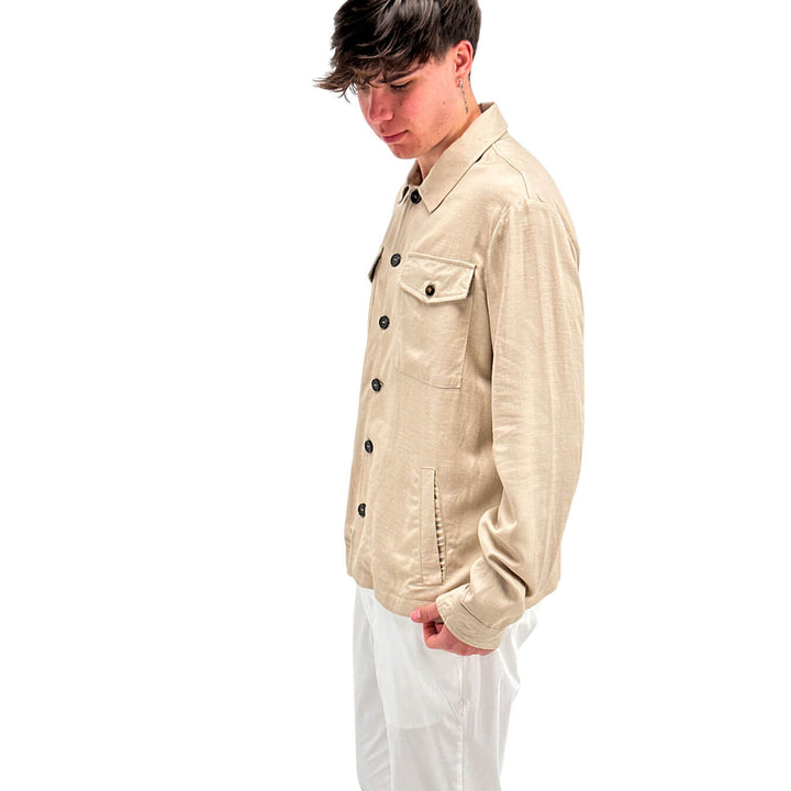 MarKup Men's Overcoat, Linen Blend, Beige
