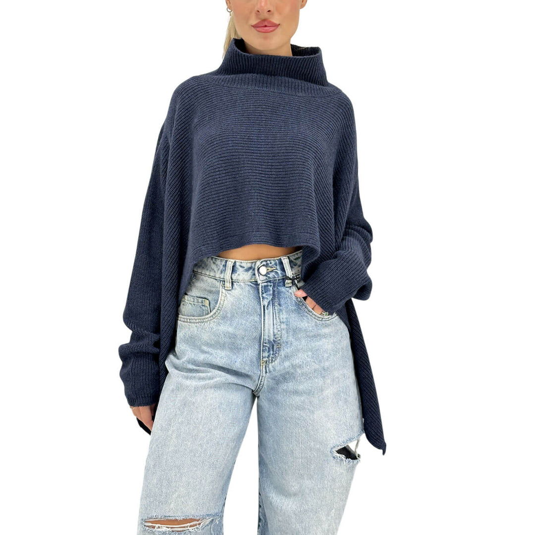 Relish, Maglia, Donna, Taso, Collo Alto, Acrilico, Blu