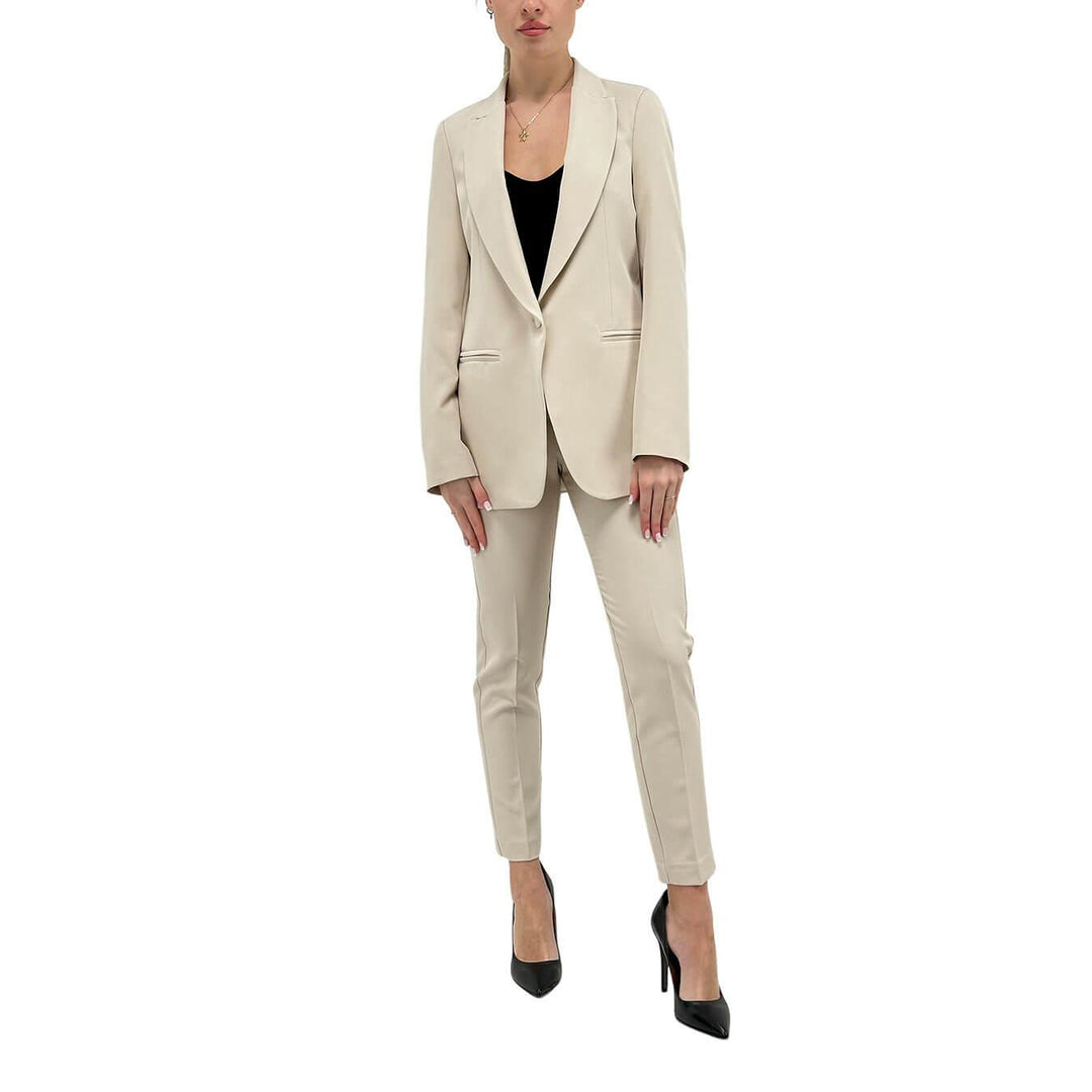 Kontatto Women's Complete Set, Jacket and Pants, Slim Fit, Beige