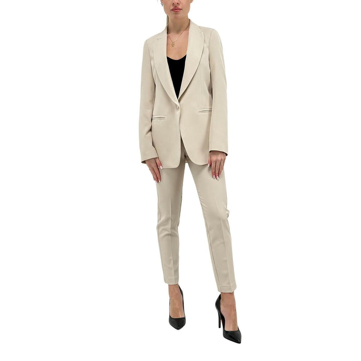 Kontatto Women's Complete Set, Jacket and Pants, Slim Fit, Beige