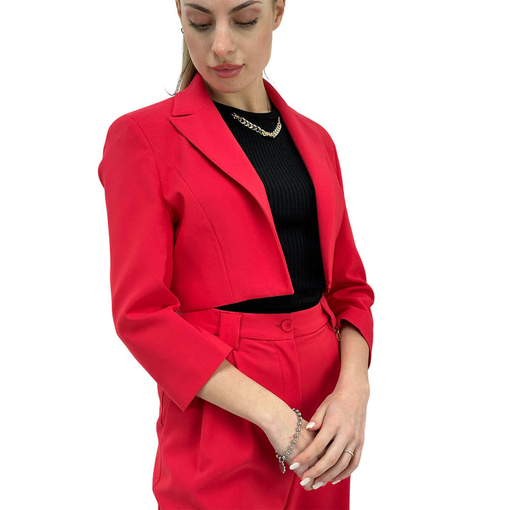 Relish Urania Giacca Donna, Corta, Aperta, Tessuto Misto, Rosso