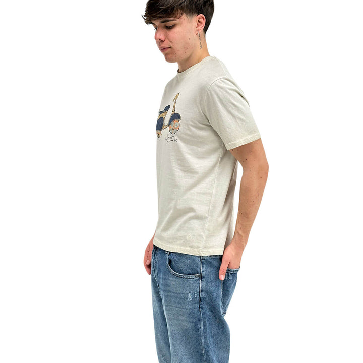 MarKup Men's Jersey, T-Shirt with Decoration, Cotton, Beige