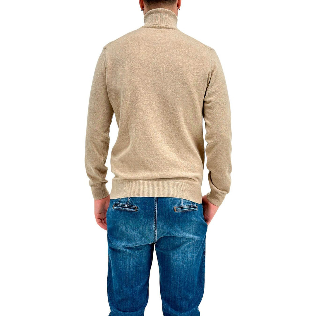 Refabrics Maglia Uomo, Basic, Collo Alto, Cashmere, Beige