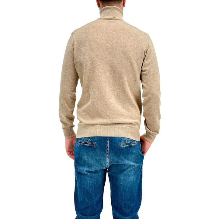 Refabrics Maglia Uomo, Basic, Collo Alto, Cashmere, Beige