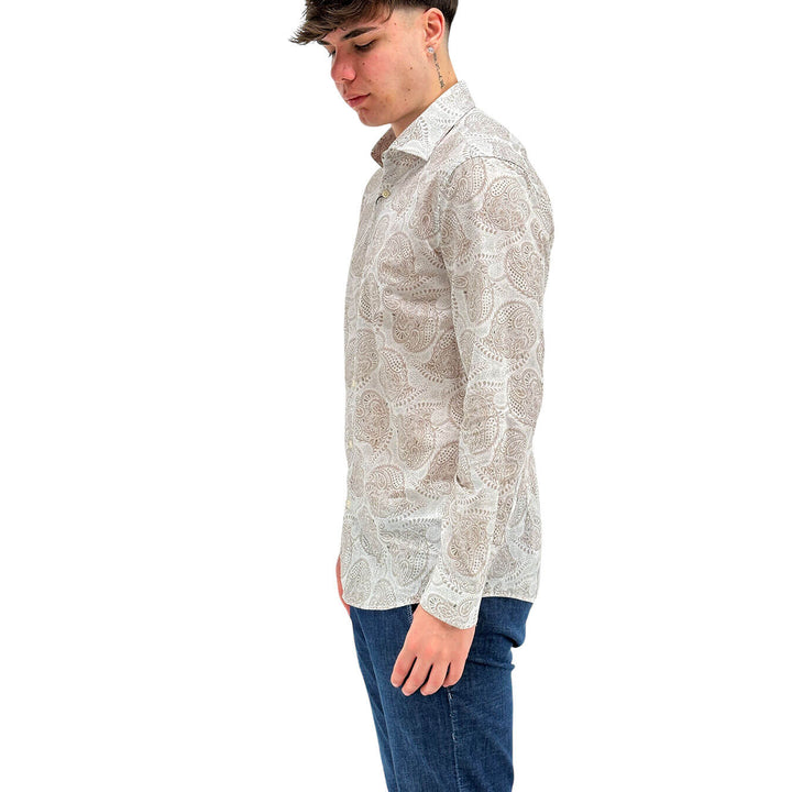MarKup Men's Shirt, Classic Collar, Mixed Fabric, Pattern, Beige
