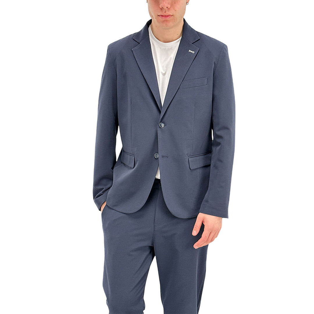 BL.11 Block Eleven Men's Jacket, Single Breasted, Mixed Fabric, Blue