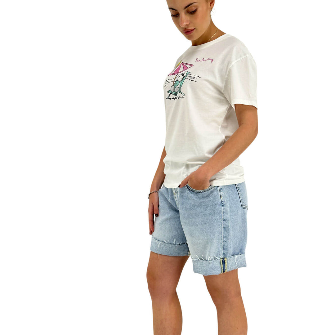 Mc2 Saint Barth Snoopy Women's T-Shirt, Crew Neck, Cotton, White