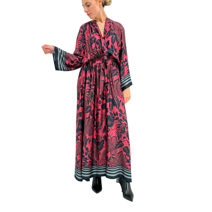 Tension In Women's Dress, Flower Pattern Chemisier, Viscose, Multicolor