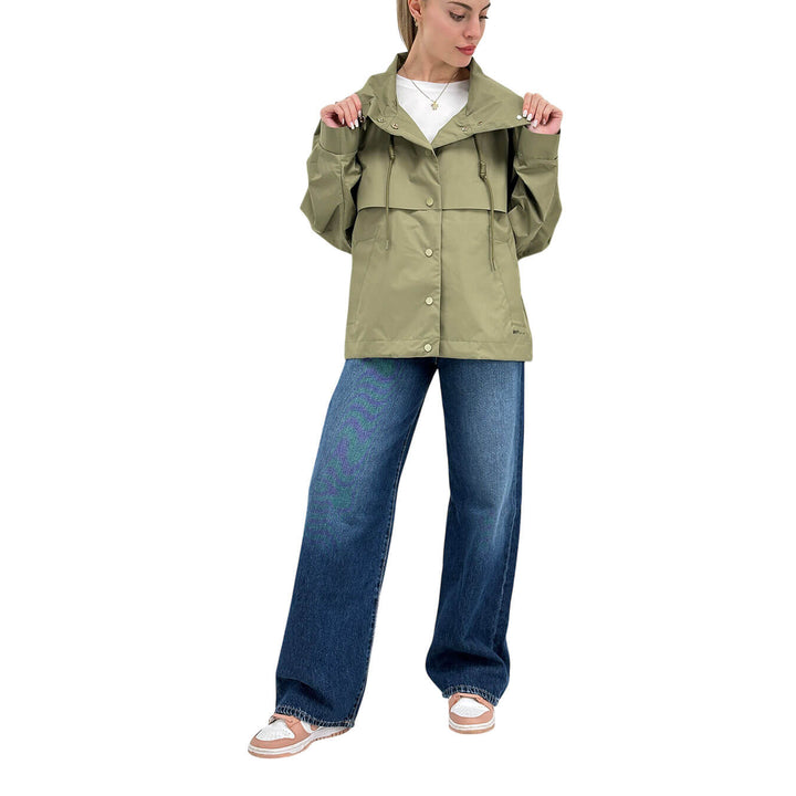 Oof Wear Women's Short Jacket, Water Repellent, Drawstring, Green