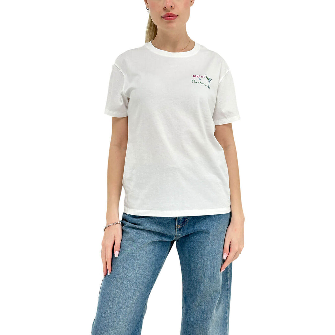 Mc2 Saint Barth Maglia Donna, T-Shirt, Girocollo, Cotone, Bianco