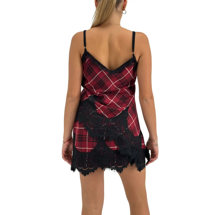 Tensione In, Top, Donna, Check, Pizzo, Rosso